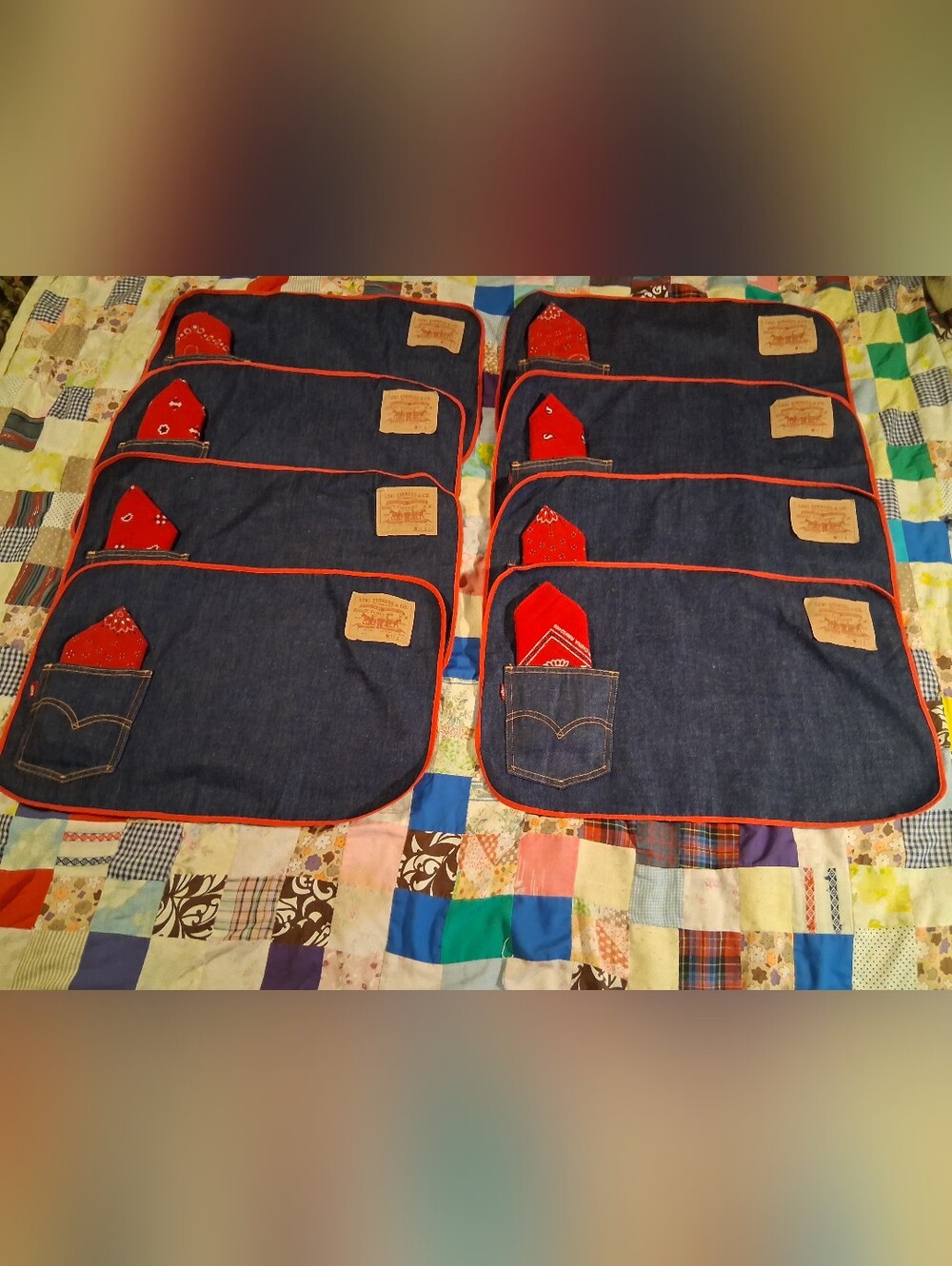 Vintage LEVIS Denim Place Mat Set Of 8